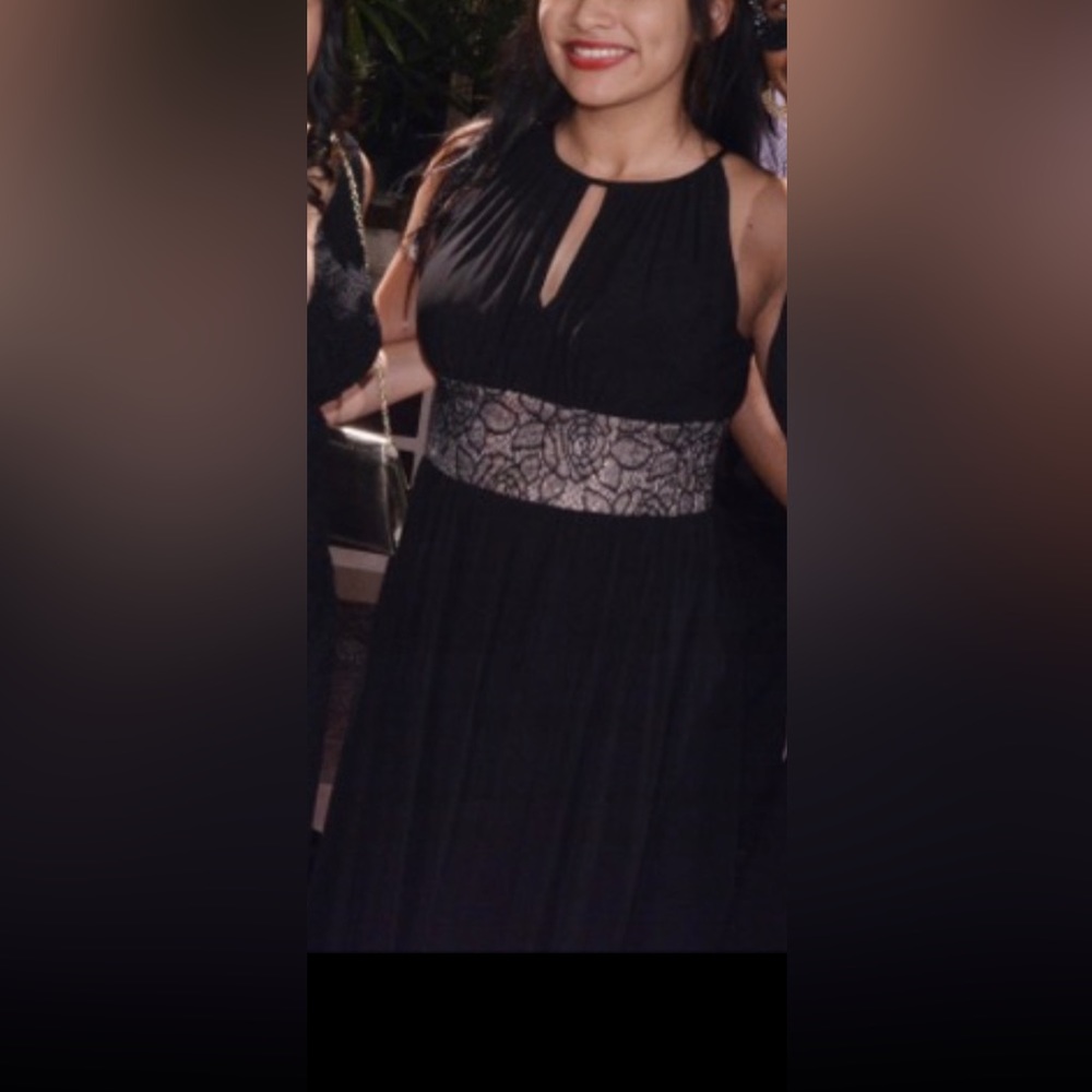 R&M Richards Petite Long Black Halter Dress